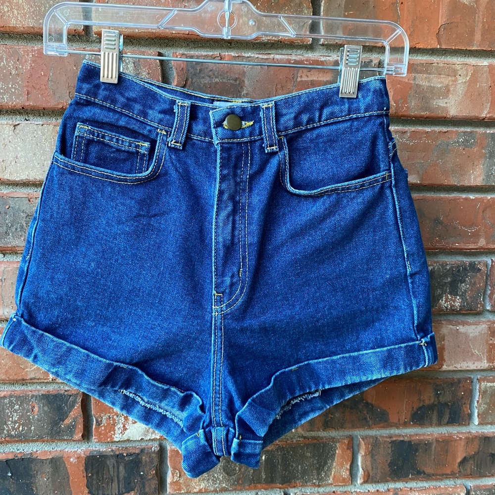 American Apparel High Waisted Dark Wash Blue Short size 26